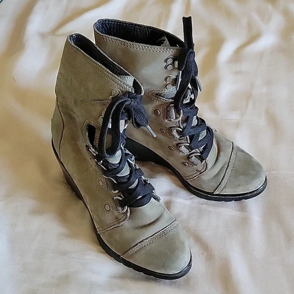 Sorel Sleep After Hour Lace Up Gray Leather Boots US7 - Picture 7 of 7
